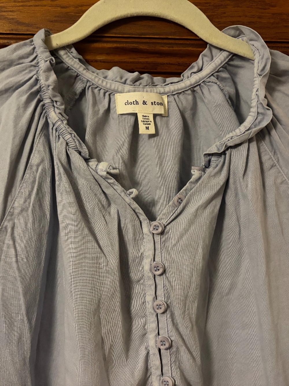 Anthropologie ruffle button up peasant blouse size M